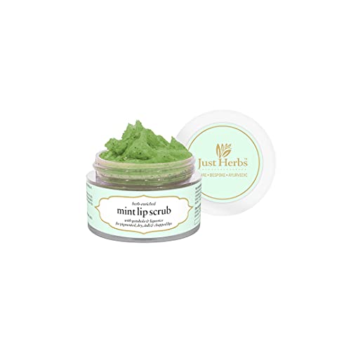 Just Herbs Organic Moisturizing Lip Scrub with Liquorice for Dry, Chapped & Smoker Lips - SLS & Paraben Free, Mint 15gm