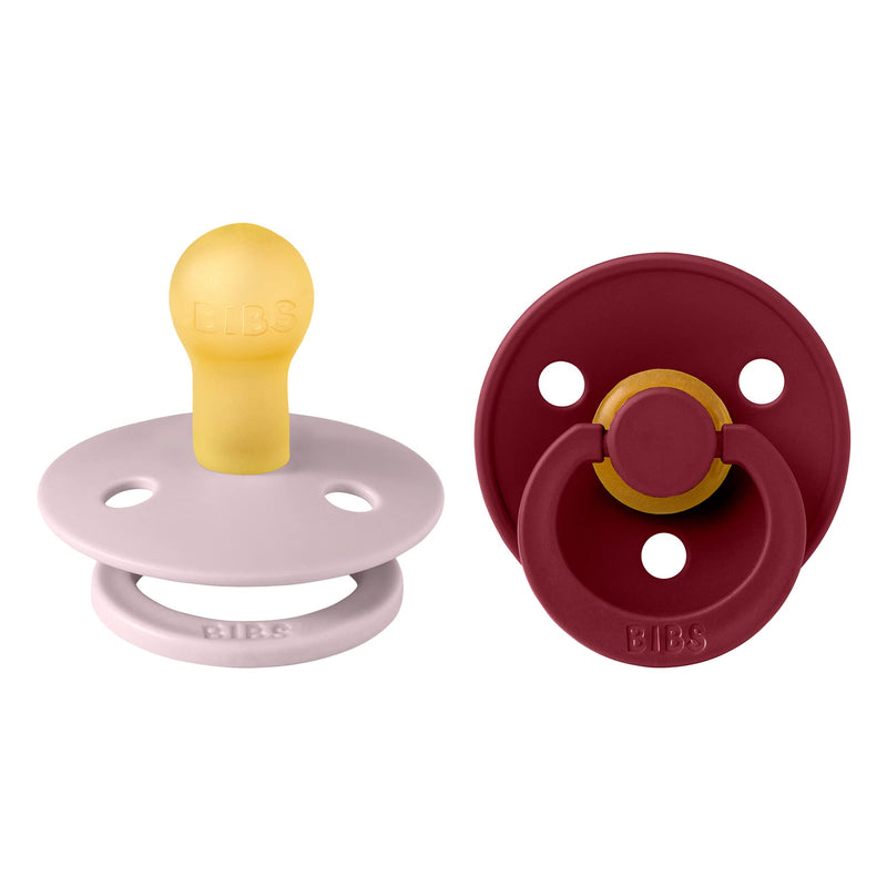 BIBS Pacifiers | BPA-Free Natural Rubber Baby Pacifier | Made in Denmark | Pink Plum/Elderberry 2-Pack (0-6 Months) - BeesActive Australia