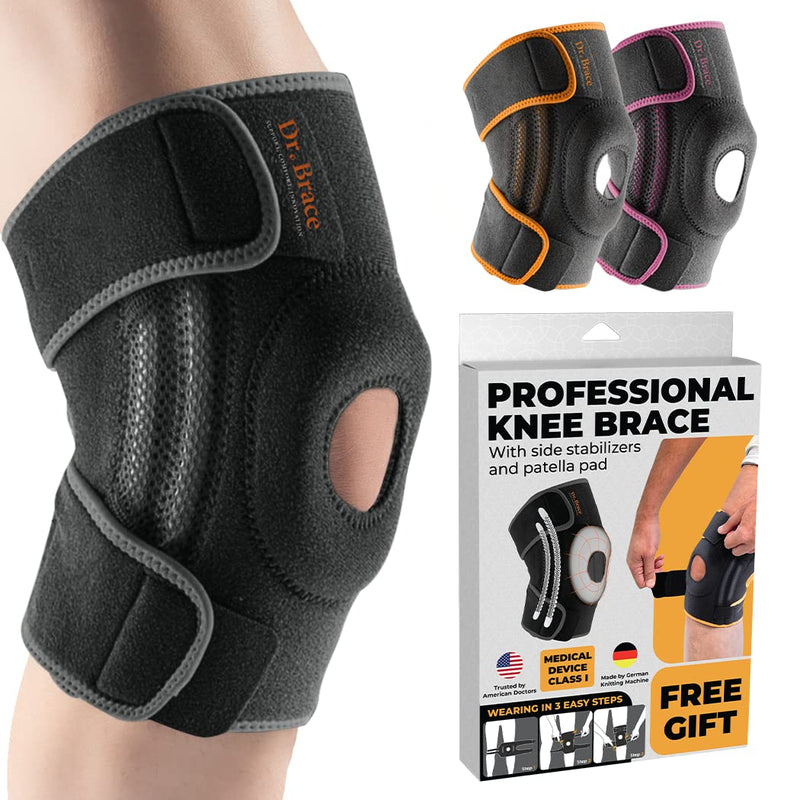 DR. BRACE ELITE Knee Brace with Side Stabilizers & Patella Gel Pads for Maximum Knee Pain Support and fast recovery for men and women-Please Check How To Size Video (Mercury, Medium) Mercury