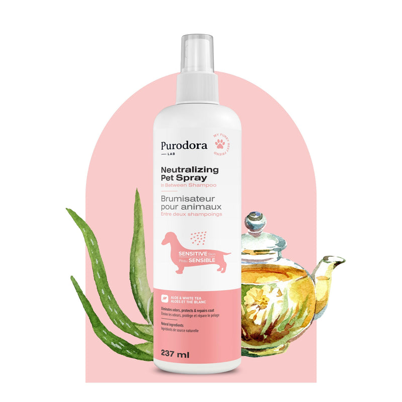 Between-Bath Pet Odor Eliminator Spray for Sensitive Skin 8 Oz. | Hypoallergenic & Non Irritating Dog Smell Eliminator for Shiny Fur | pH-Balanced Odor Eliminator for Pets | Aloe & White Tea Scent - BeesActive Australia