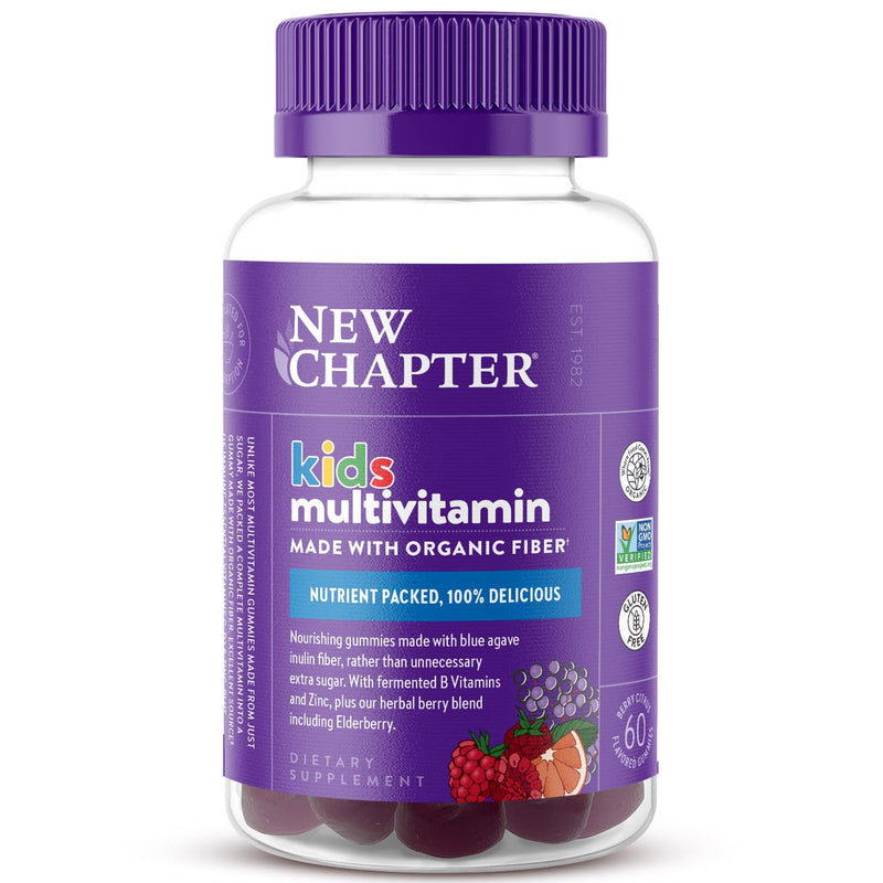 New Chapter Kids Multivitamin Gummies - 65% Less Sugar, Kids Gummy Vitamins with Vitamins C, D3 & Zinc, Non-GMO, Gluten Free, Berry-Citrus, 60ct