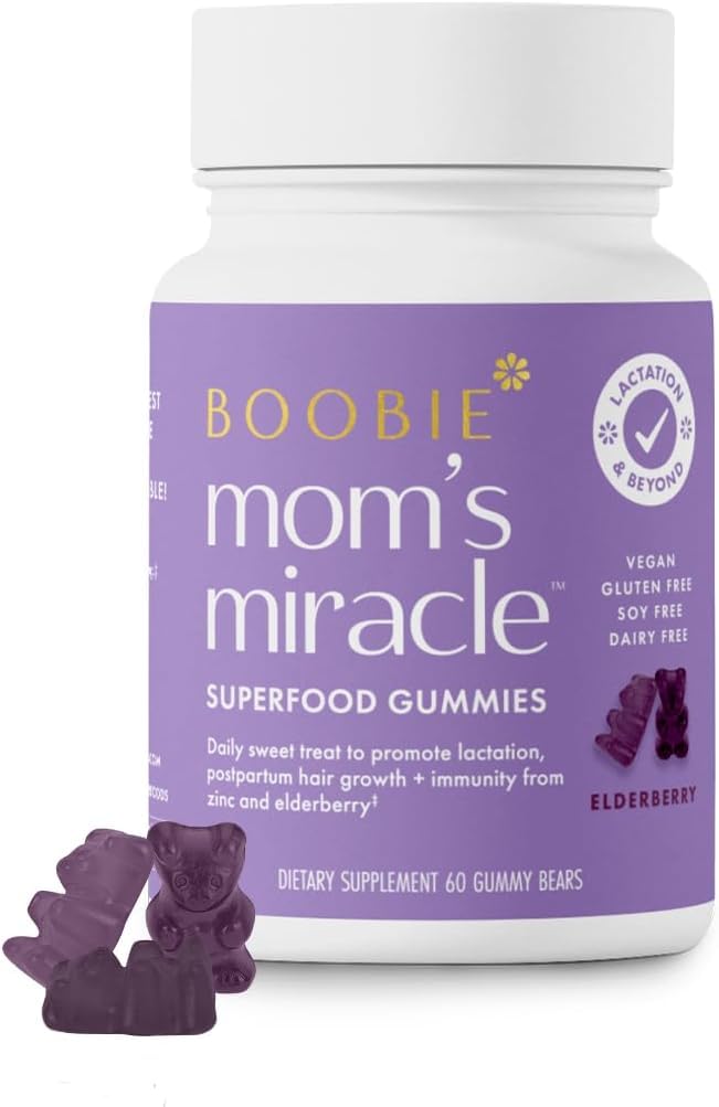 Boobie Moms Miracle Lactation Support Gummies | Milk & Hair Booster - 60 Ct 60 Count (Pack of 1)