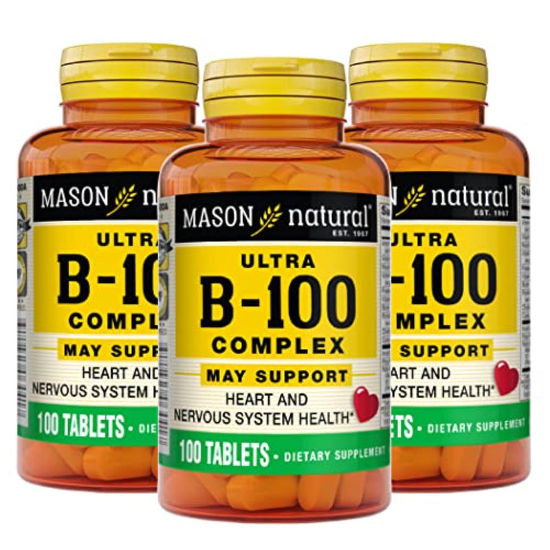 MASON NATURAL Ultra B,100 Complex, 300,Day Supply, for Normal Immune Support and Energy Metabolism, 3 Pack 100 Count (Pack of 3)