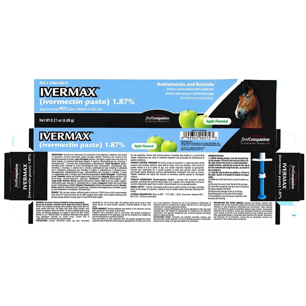 Ivermax Apple Flavored Ivermectin Equine Paste Dewormer - 2 Pack