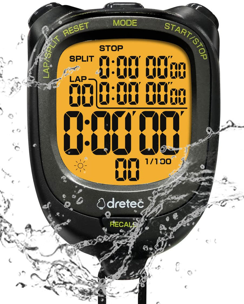 dretec Digital Stopwatch Waterproof Backlight Black