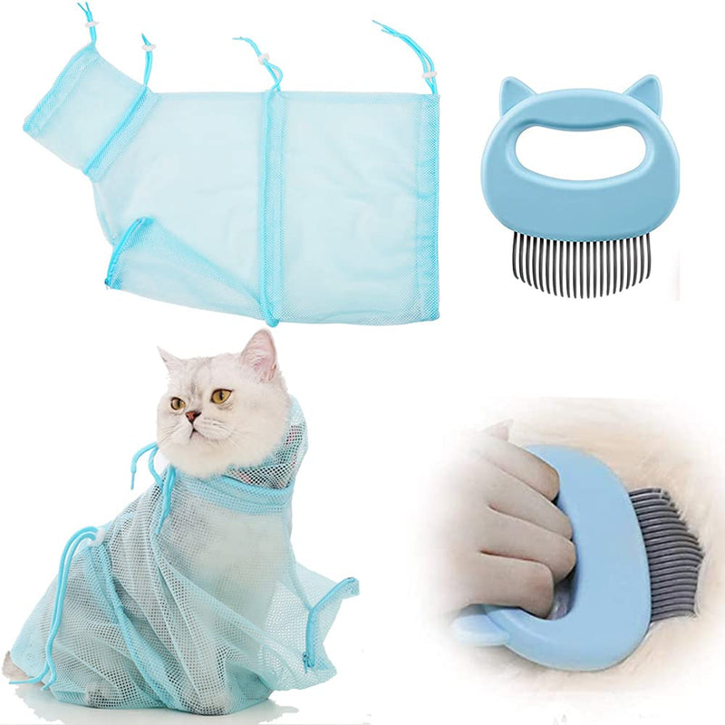 Mash Cat Grooming Bag and Cat Comb, Polyester Wash Bag Cat Accessories Pet Products Cleaning Supplies Adjustable Bath - BeesActive Australia