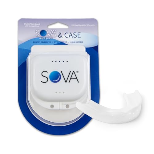SOVA 3D Night Guard with Case - Pre-Formed, Easy-to-Fit Protection for Teeth Grinding, Clenching - Jaw Pain, Bruxism, TMJ Relief - Taste Free - Remoldable Up to 20 Times - Non Toxic