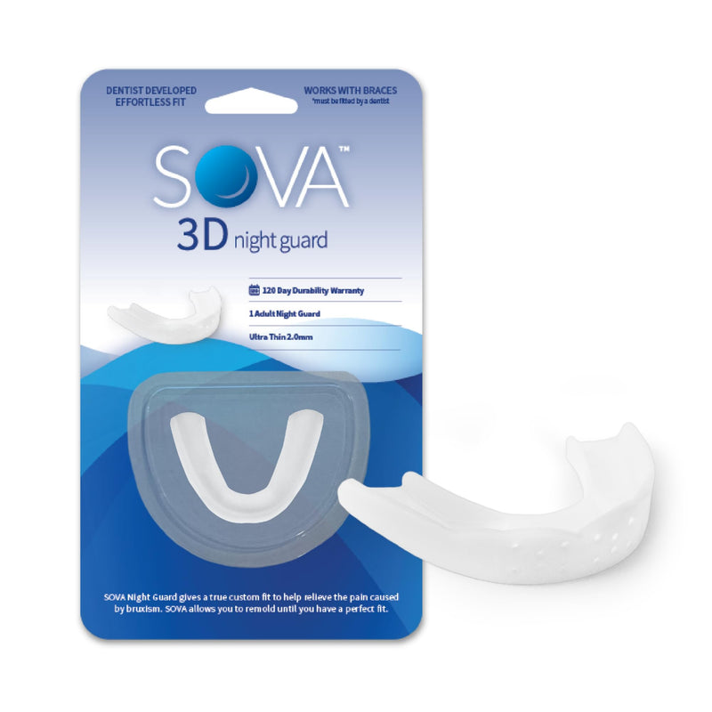 SOVA 3D Night Guard - 2.0mm Thin - Custom-Molded Fit - Protects Against Nighttime Teeth Grinding & Clenching - FSA/HSA Eligible - Odor & Taste Free - Remoldable Up to 20 Times - Non Toxic - BeesActive Australia