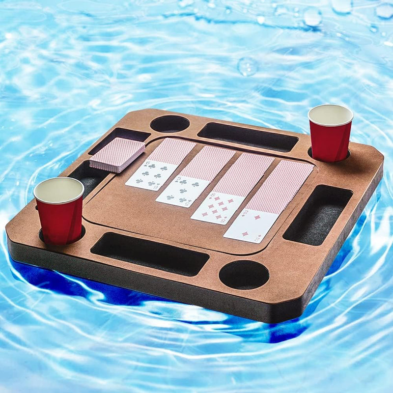 Floating Game or Card Table Tray for Pool or Beach Party Float Lounge Durable Foam Drink Holders with Waterproof Playing Cards - BeesActive Australia
