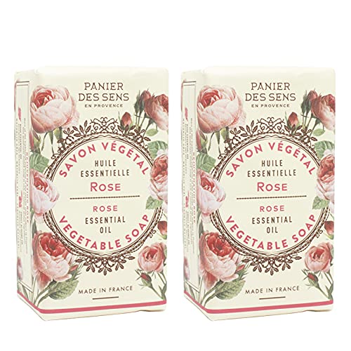 Panier des Sens Rose Bar Soap with Olive Oil - 97% natural & Made in France - 2 bars, 5.3oz/150g each - BeesActive Australia