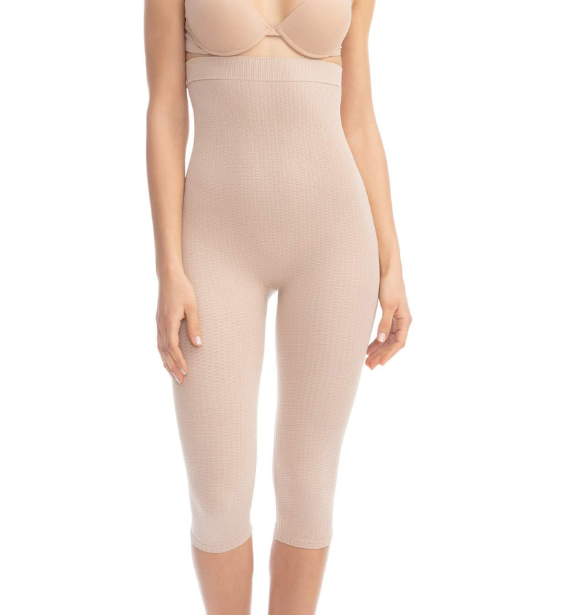 Farmacell 123 Women's high-Waisted Anti-Cellulite Massage Capri Leggings, 100% Made in Italy X-Large-XX-Large Nude - BeesActive Australia