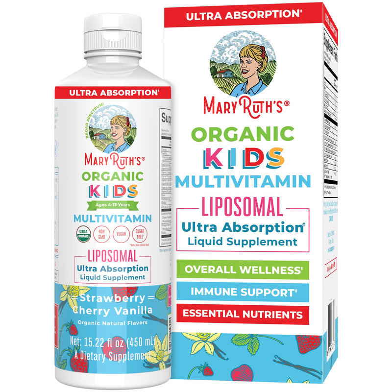 MARYRUTH'S Organic Kids Multivitamin Liposomal, 15.22 oz, Immune Support | Sugar Free, Immune Support, Bone Health, Cognitive Health, Overall Wellness