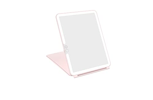 WEILY Portable Travel Mirror ，Foldable Makeup Mirror with 72 LED Lights Pink