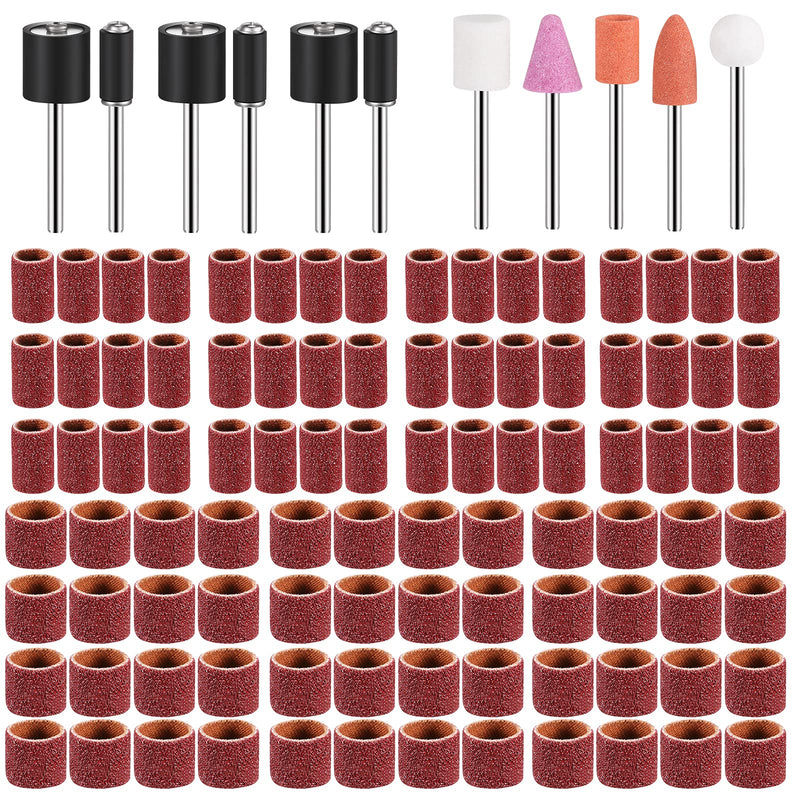 Kajaia 96 Pcs Dog Nail Grinder Replacement Kit Sanding Drum Set with Grit Sanding Bands Pet Smoother Claw Care Pet Nail Grinder Dog Claw Trimmer Grooming Tool Supplies (100 Grit)