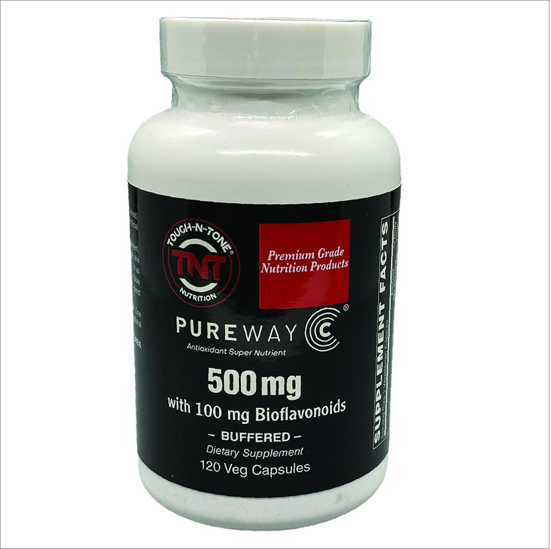 TOUGH-N-TONE Premium Grade Vitamin C, 500mg of Essential Vitamin C from Branded PureWay-C® in a Vegetarian Capsule.