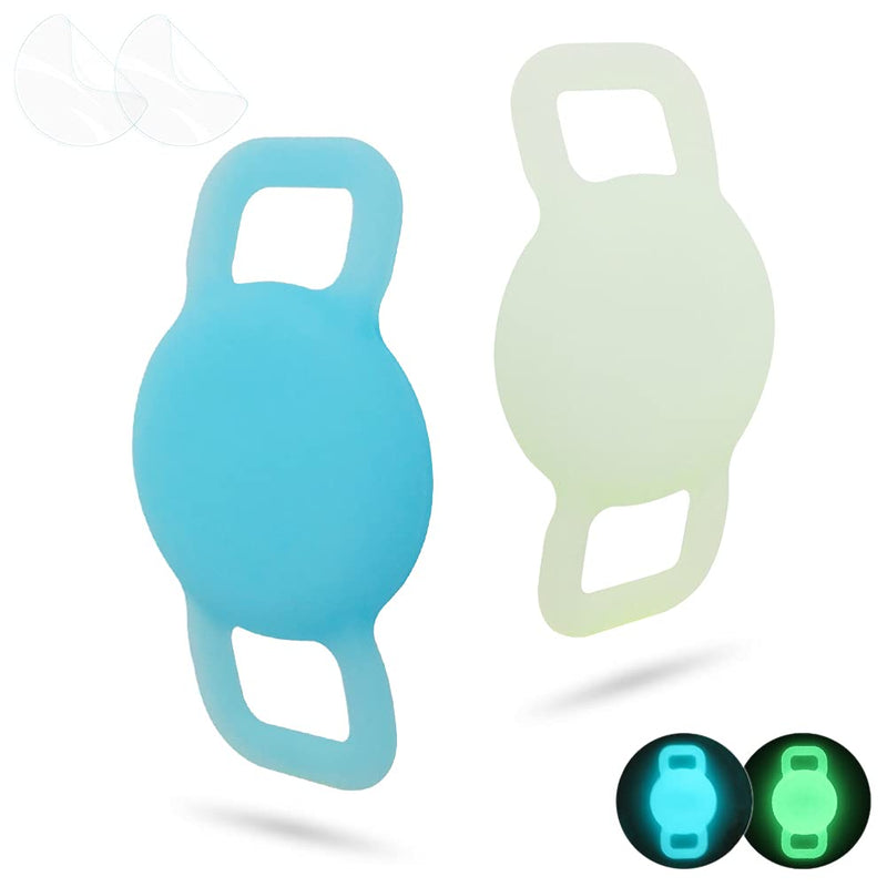 Airtag Cat Collar Holder, Small Air Tag Dog Collar Holder Compatible with Apple Tag, Anti-Lost Pet Tracker Cases Fit on Puppy Collars 3/8" 5/8" A3 Luminous Green, Luminous Blue - BeesActive Australia