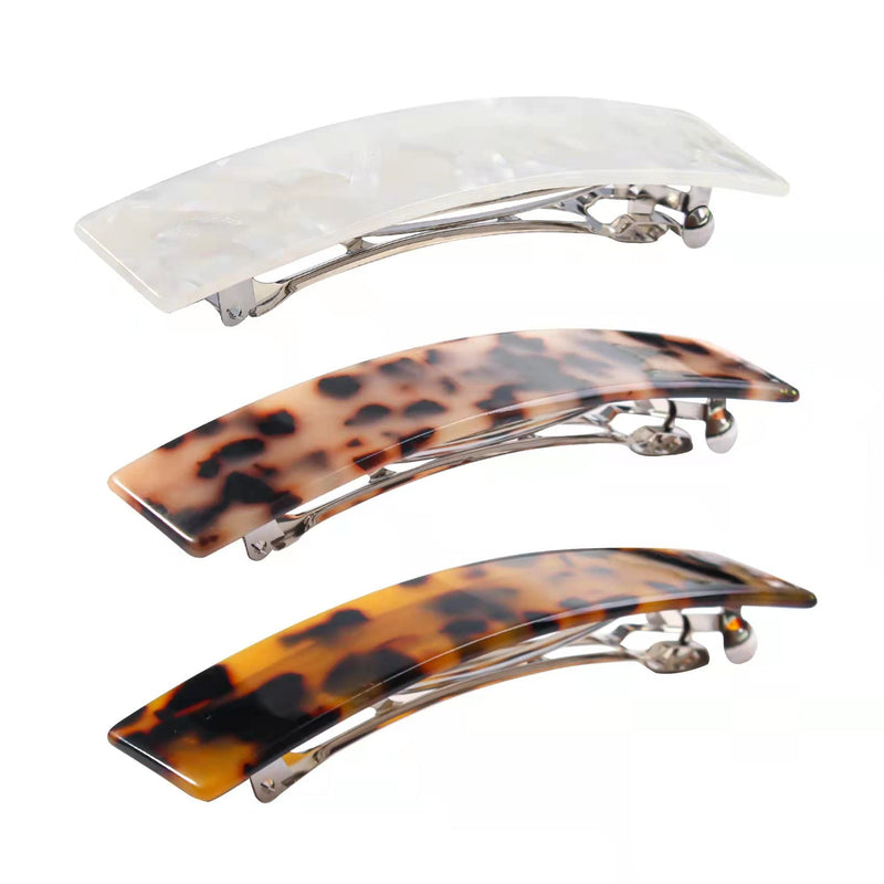Jayongnee clip Tortoise Shell Hair Barrettes for Women Ladies ,Elegant French Design Barrettes Tortoise Shell Automatic Hair Clip for Medium and Thick Hair, barrettes for thick hair Fashion Acrylic Ponytail Holders Barrettes for Daily Wear (Classic Col... - BeesActive Australia
