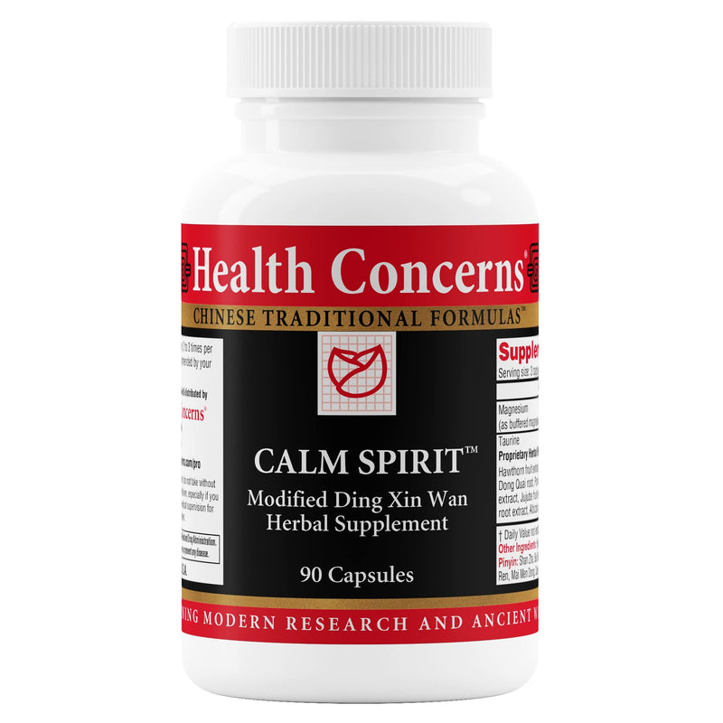 Health Concerns Calm Spirit - Stress Relief Supplement for Men & Women - Herbal Calming Support - Eases Tension & Nervousness - Magnesium, Hawthorn, Chinese Peony & Taurine - 90 Capsules 90 Count (Pack of 1)