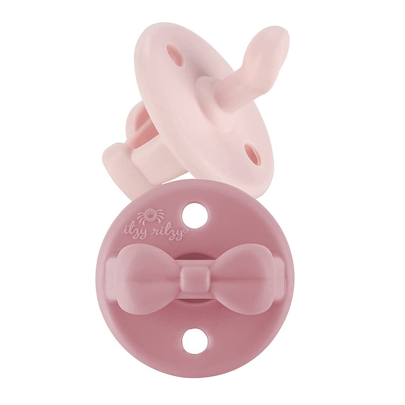 Itzy Ritzy Silicone Orthodontic Pacifiers - Itzy Soother Pacifiers with Collapsible Handle & Two Air Holes for Added Safety, Baby Pacifier For Ages 0-6 Months (Ballet Slipper & Primrose) Ballet Slipper & Primrose (0-6 Months) 2 Count (Pack of 1) - BeesActive Australia