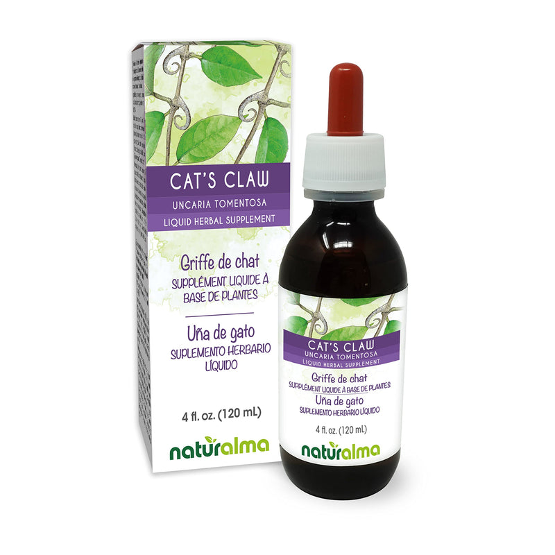 Naturalma Cat's Claw (Uncaria tomentosa) bark Alcohol-Free Tincture - 4 fl oz Liquid Extract in Drops - Herbal Supplement - Vegan 4 Fl Oz (Pack of 1) - BeesActive Australia