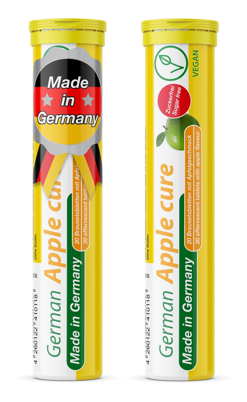 T&D German Apple Cure - 40 Vegan Drink Effervescent Tablets - Apple Flavor - Made in Germany | Revitalize naturally with premium German formula-boost immunity and digestion using crisp, refreshing apple-infused tabs! 40 Servings