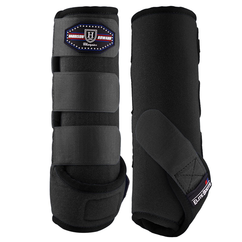 Harrison Howard Horse Sport Medicine Front Shock-Absorbing Boots All-Round Lower Limb Protection & Support Sport Boots Perfect for Endurance Training and Performance Pack of 2 Piano Black L Full (Large) - BeesActive Australia