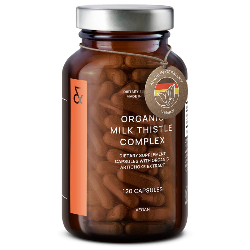 Organic Milk Thistle & Artichoke Extract Complex High Dose - Rich in Silymarin & Bitters - Liver Support + Detox Supplement - 120 Capsules =60 Days Supply - Vegan Certified - Non-GMO - Made in Germany - BeesActive Australia
