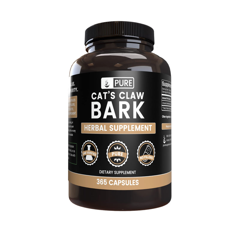 Pure Original Ingredients Cat's Claw Bark (365 Capsules) No Magnesium Or Rice Fillers, Always Pure, Lab Verified 1 Count (Pack of 365)