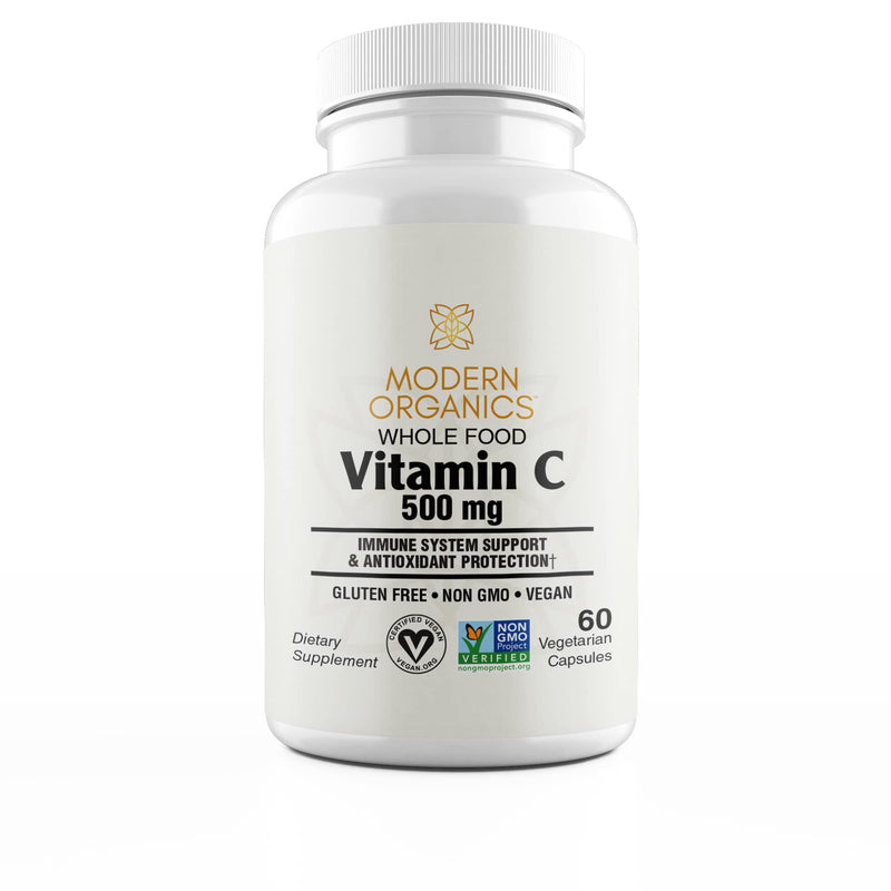 Vitamin C | 500mg Whole Food Vitamin C from Acerola Cherry Extract with Citrus Bioflavonoid Complex | 23 Organic Fruits & Vegetables Blend | Probiotics and Enzymes | 60 Vegan Capsules