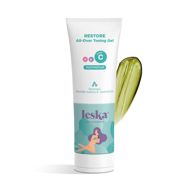 Leska Maternity Post-Pregnancy Gel | STAGE C: RESTORE All-Over Toning Gel (Postpartum) | Part of a Complete 3 Part Pregnancy Skin Care System | New Mom Gifts (4oz) 9+ Months, Toning Gel 1-Pack