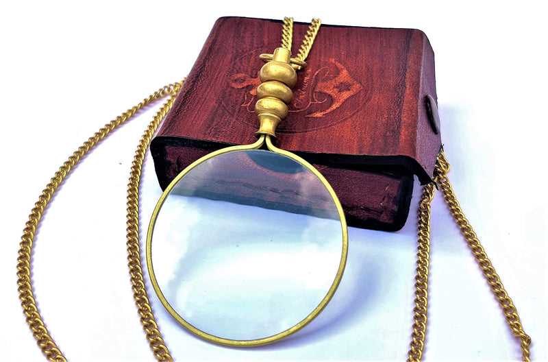 50Mm Brass Magnifying Glass A Beautiful Necklace Chain Library Reading Fine Print Zooming Increase Vision Jewelry