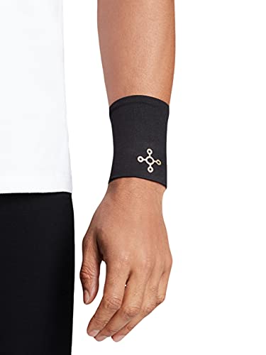 Tommie Copper Core Compression Wrist Sleeve, Unisex, Men & Women, Sweat Wicking Breathable Wrist Sleeve for Muscle, Tendon & Joint Support - Black - Large