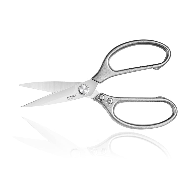 TONMA Kitchen Scissors All-Purpose [Made in Japan], Industrial Grade Poultry Shears Heavy Duty with Ergonomic Handles, Ideal for Meat, Chicken, Fish, Seafood, Herbs, Vegetable, Fabric, Leather Silver - BeesActive Australia