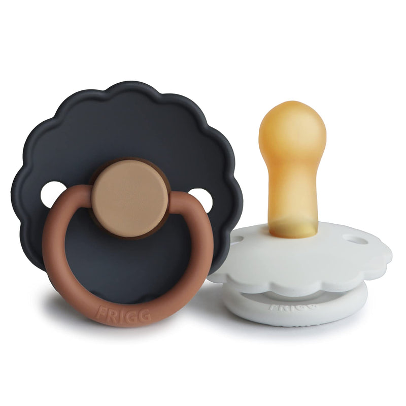 FRIGG Daisy Natural Rubber Baby Pacifier | Made in Denmark | BPA-Free (Aurora/Bright White, 6-18 Months) 2-Pack 6-18 Month Aurora/Bright White - BeesActive Australia