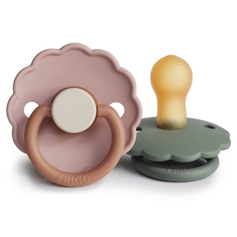 FRIGG Daisy Natural Rubber Baby Pacifier | Made in Denmark | BPA-Free (Biscuit/Lily Pad, 0-6 Months) 2-Pack 0-6 Month Biscuit/Lily Pad - BeesActive Australia