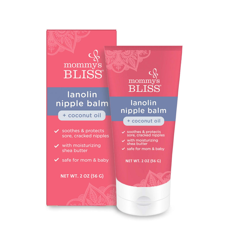 Mommy's Bliss Lanolin Nipple Balm Breastfeeding Cream with Coconut Oil & Shea Butter, Soothing Cream for Sore, Cracked Nipples, Safe for Nursing Babies, Flavorless, 2 Oz - BeesActive Australia