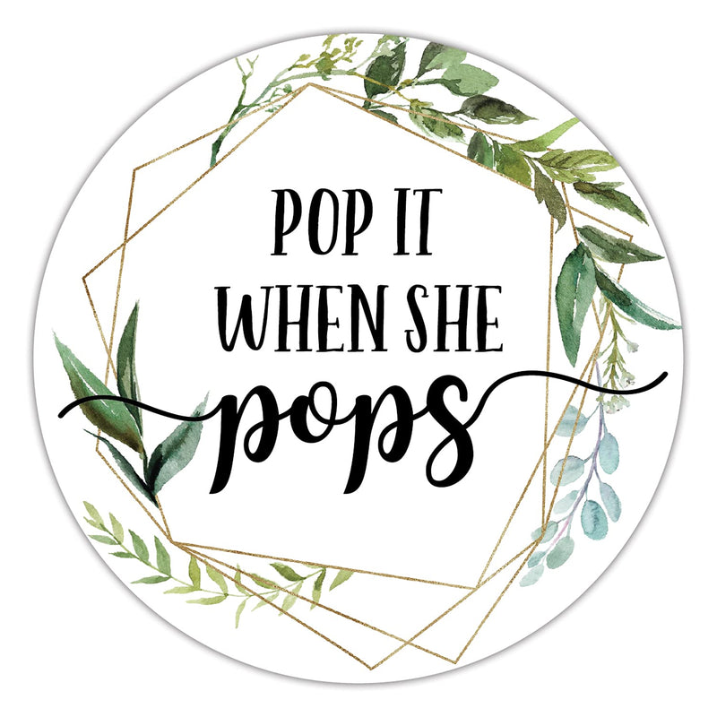 Pop It When She Pops Stickers, Mini Champagne Bottles Baby Shower Stickers, Baby Shower Favor Stickers, Pack of 50, 2 Inch Round Adhesive Stickers - BeesActive Australia