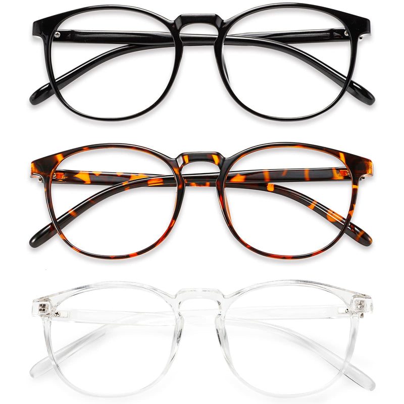 Przene 3 Pack Blue Light Blocking Glasses Women/Men,Retro Round Computer Glasses Anti Eye Strain/UV/Glare, Gaming Glasses. (Black/Crystal/Amber) Black/Crystal/Amber - BeesActive Australia
