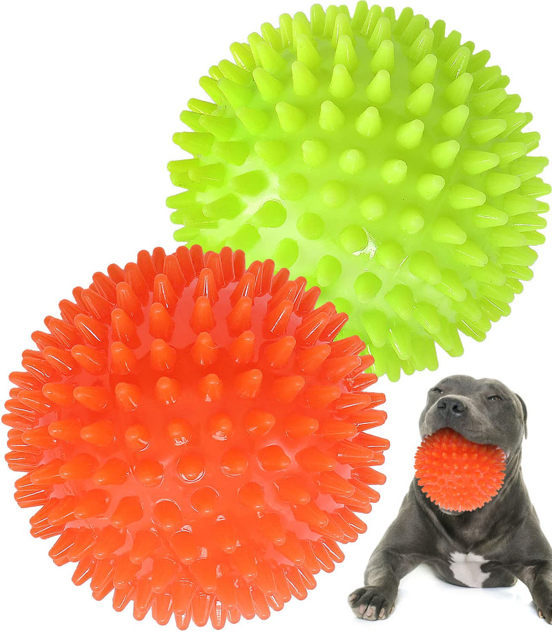 4.5” Heavy Duty Squeaky Dog Balls for Medium Large Dogs, Dog Toys for Aggressive Chewers, Spike Ball Toys for Clean Teeth and Training(2 Pack) 4.5" - BeesActive Australia