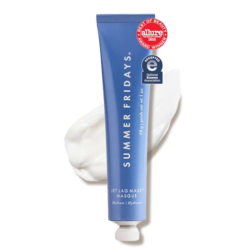 Summer Fridays Mini Jet Lag Mask - Hydrating Overnight Face Mask, Moisturizer + Eye Cream - Enriched with Hyaluronic Acid, Niacinamide, + Antioxidants - Multitasking Travel Size Skin Care (1 Oz) 1 Ounce (Pack of 1)