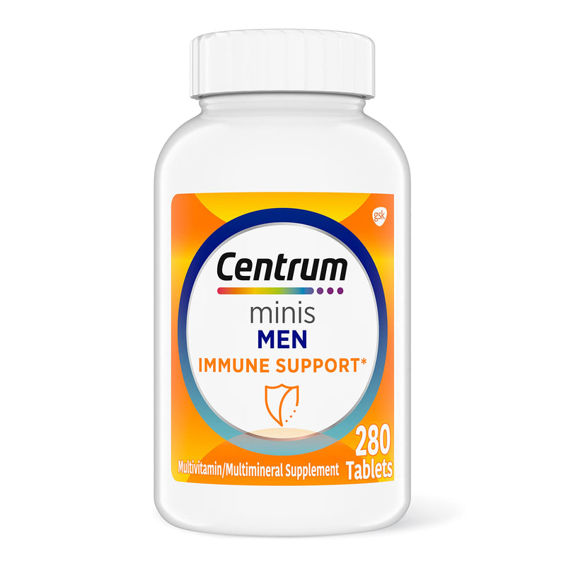 Centrum Minis Men's Daily Multivitamin for Men for Immune Support with Zinc and Vitamin C, 280 Mini Tablets, 140 Day Supply Unflavored 280 Count (Pack of 1)