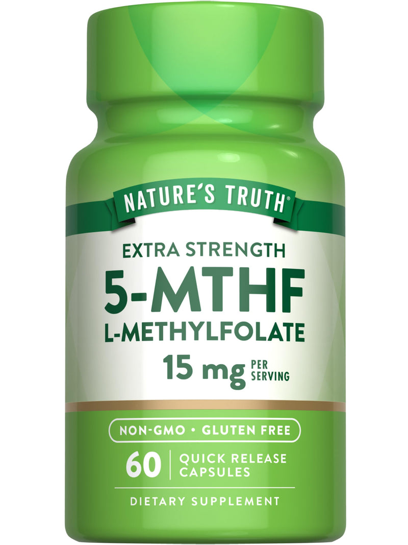 Nature's Truth L Methylfolate 15mg | 60 Capsules | Non-GMO & Gluten Free Supplement | Extra Strength | Non-GMO & Gluten Free Supplement | Extra Strength 60 Count (Pack of 1)