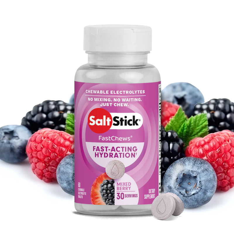 SaltStick Electrolyte FastChews - 60 Mixed Berry Chewable Electrolytes - Salt Tablets for Running and Hydration, Electrolyte Chews - 60 Count 60 Count (Pack of 1)