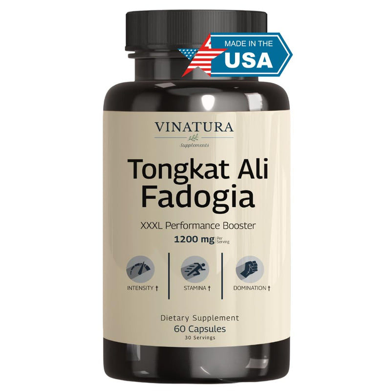 Tongkat Ali Fadogia Agrestis - 1200mg, Enhanced with Nitric Oxide Booster Supplement, Longjack Tongkat Ali for Men, *USA Made and Tested*, 60 Capsules - BeesActive Australia