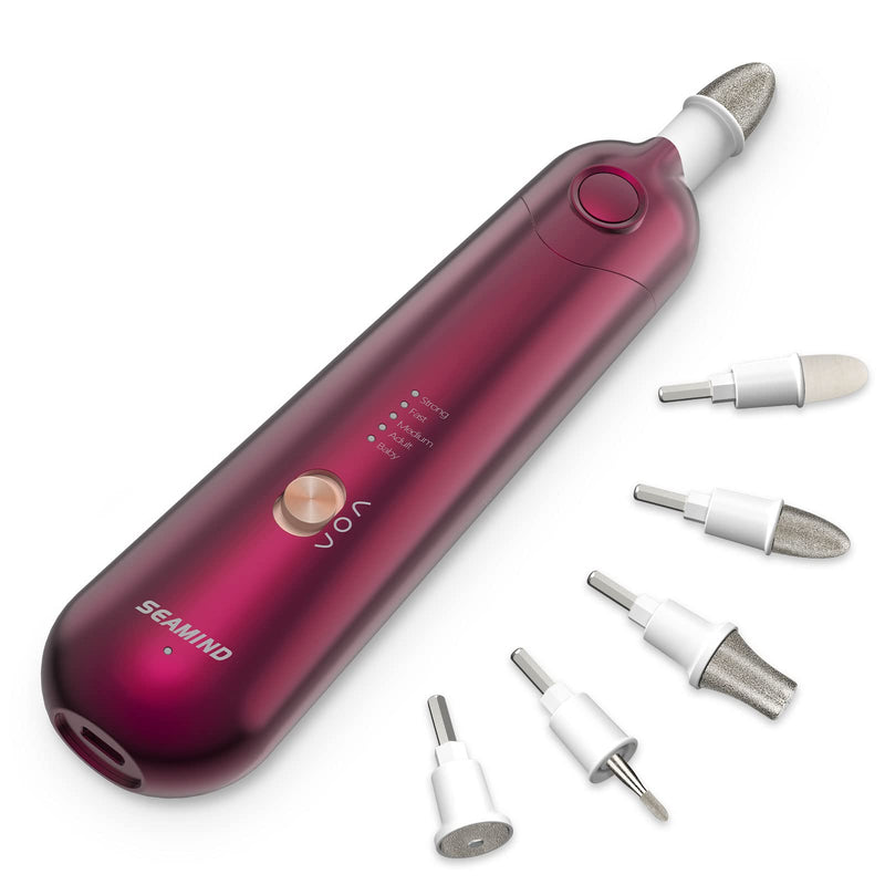 Professional Manicure Pedicure Set - Cordless Electric Foot Nail Care Trimmer Buffer Tools - 5 Speeds, Rechargeable, Thick Nails (Red) Red - BeesActive Australia