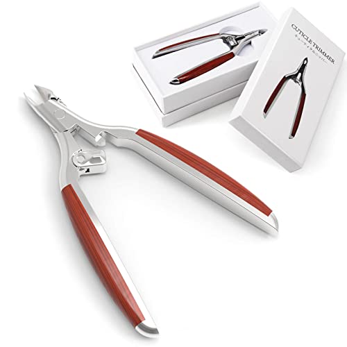 Cuticle Nippers Professional Cuticle Trimmer, Luxurious Wooden Handle Hang Nails Cuticle Cutter Remover Tools Alicate Para Uas for Pedicure Manicure, Stainless Steel
