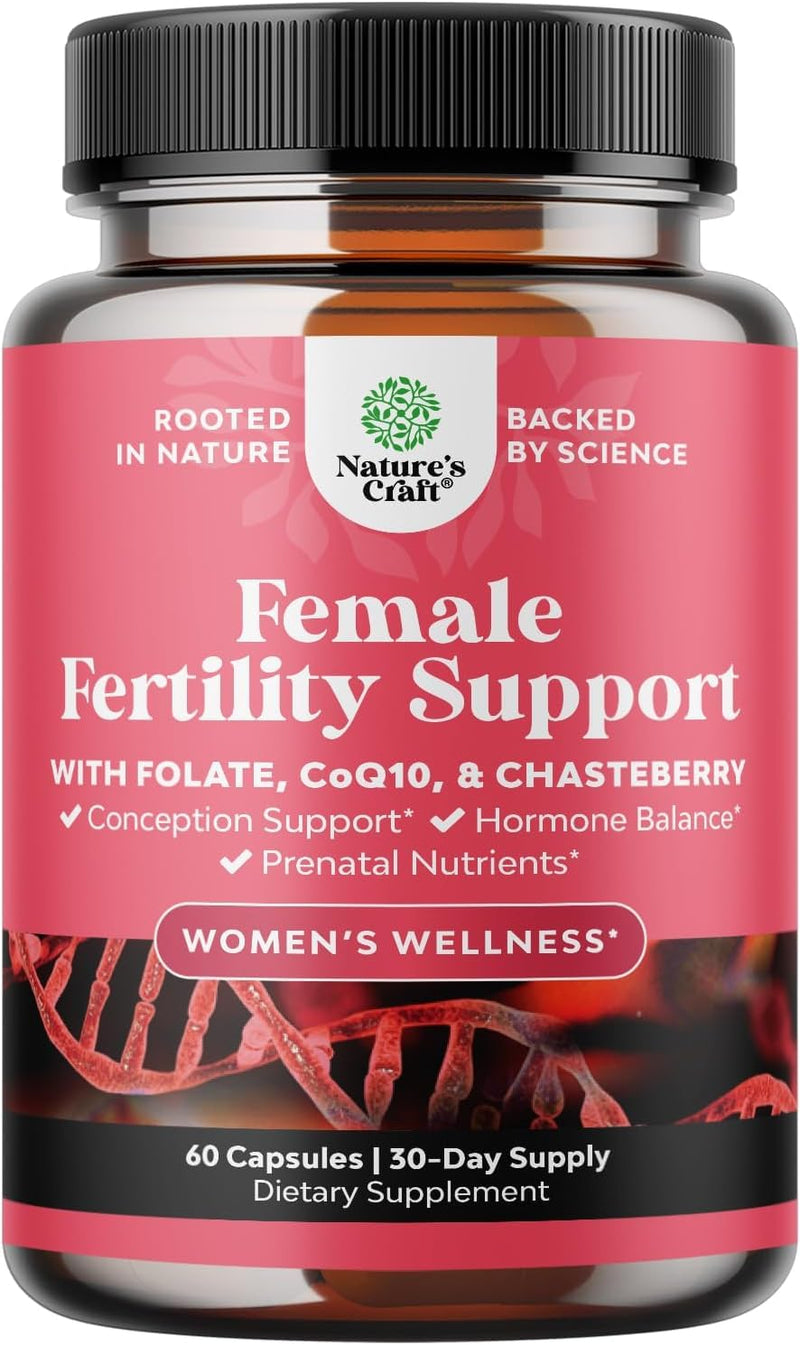 Female Fertility Support Capsules with Prenatal & CoQ10 - 60 Count | Preconception blend with choline, inositol, folate, chasteberry & CoQ10 to support conception 60 Count (Pack of 1)