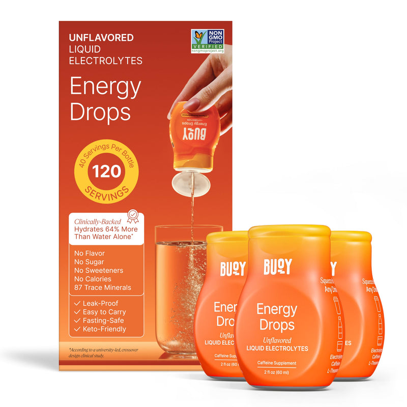 Buoy Energy Electrolyte Drops - Natural Energy Boost with 87 Trace Minerals for Fatigue, Stamina & Daily Productivity - Unflavored Electrolytes - Sugar Free - No Sweeteners - 120 Servings