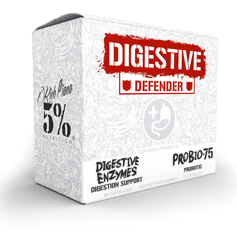 5% Nutrition Rich Piana Digestive Defender 2-in-1 Box with Probio-75 | Probiotic + Prebiotic & Diges-Ten Digestive Enzyme Formula (30 Svgs) Digestive Defender Kit