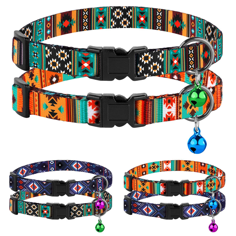 Cat Collar Breakaway 2PCS Adjustable Pattern Tribal Aztec Southwest Safety Pet Collars for Cats Kitten (Tribal + Southwest) - BeesActive Australia